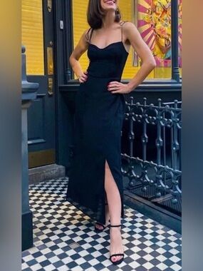 Reformation Kourtney Georgette Midi Dress in Black